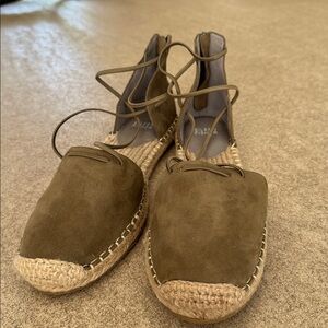 Lace-Up Olive Espadrille Flats